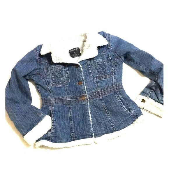 Vintage Sherpa Lined Fitted Jean Jacket S - Picture 1 of 14